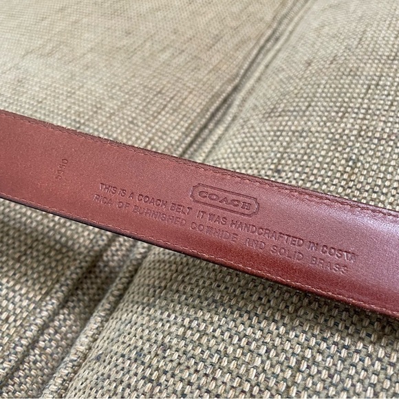 Coach Brown Barnished Cowhide Leather Belt waist 35.5”-39.5” - Picture 2 of 6